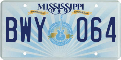 MS license plate BWY064