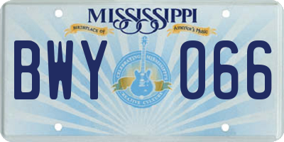 MS license plate BWY066