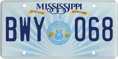 MS license plate BWY068