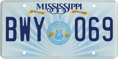 MS license plate BWY069