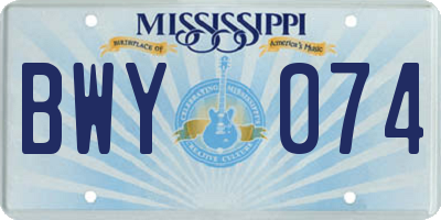 MS license plate BWY074