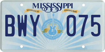 MS license plate BWY075