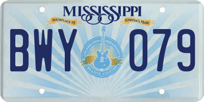 MS license plate BWY079