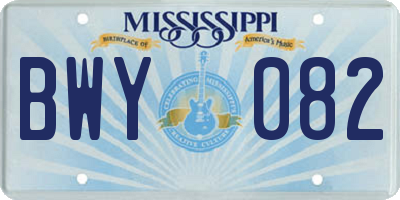 MS license plate BWY082