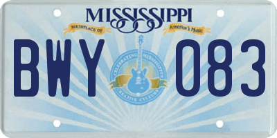 MS license plate BWY083