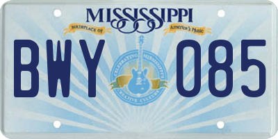 MS license plate BWY085