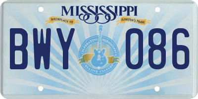 MS license plate BWY086