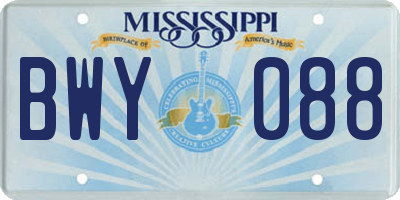 MS license plate BWY088