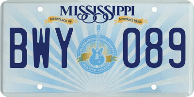 MS license plate BWY089