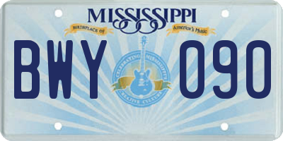 MS license plate BWY090