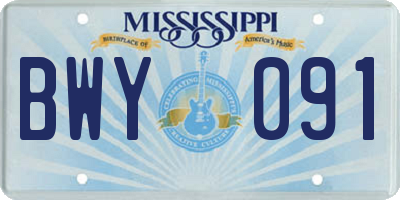 MS license plate BWY091