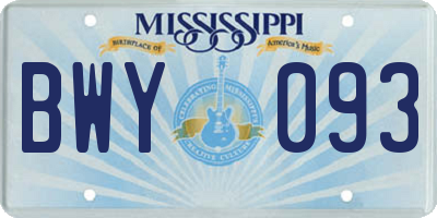 MS license plate BWY093