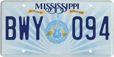 MS license plate BWY094