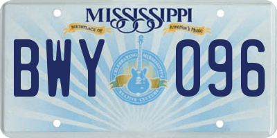 MS license plate BWY096