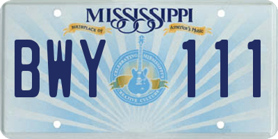 MS license plate BWY111