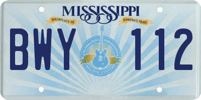 MS license plate BWY112