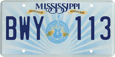 MS license plate BWY113