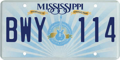 MS license plate BWY114