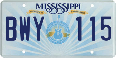 MS license plate BWY115