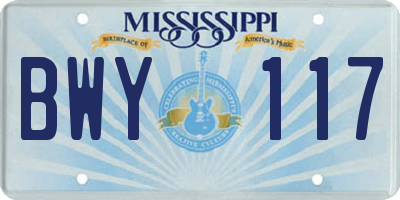 MS license plate BWY117