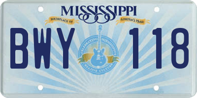 MS license plate BWY118