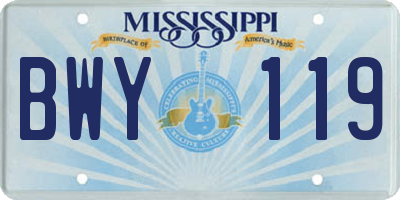 MS license plate BWY119