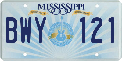MS license plate BWY121