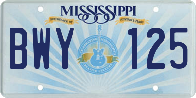 MS license plate BWY125