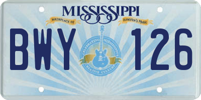 MS license plate BWY126