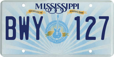 MS license plate BWY127