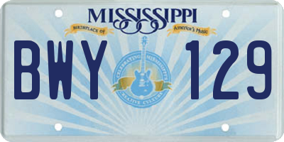 MS license plate BWY129