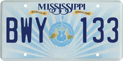 MS license plate BWY133
