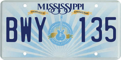 MS license plate BWY135
