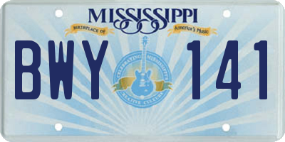MS license plate BWY141