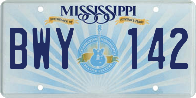 MS license plate BWY142