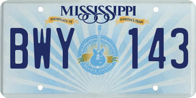 MS license plate BWY143