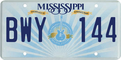 MS license plate BWY144