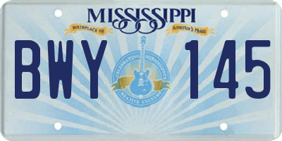 MS license plate BWY145