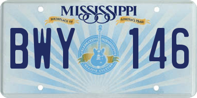 MS license plate BWY146