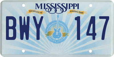 MS license plate BWY147