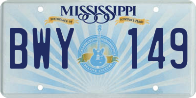 MS license plate BWY149
