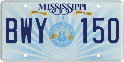 MS license plate BWY150