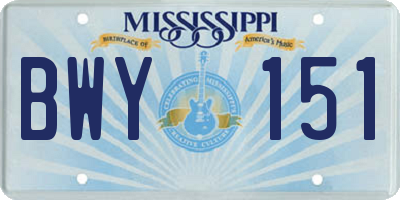 MS license plate BWY151