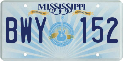 MS license plate BWY152