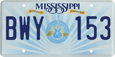 MS license plate BWY153