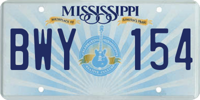 MS license plate BWY154
