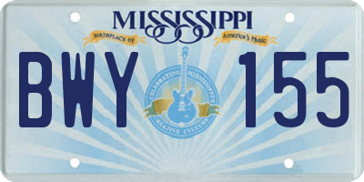 MS license plate BWY155
