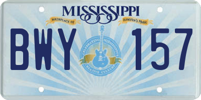 MS license plate BWY157