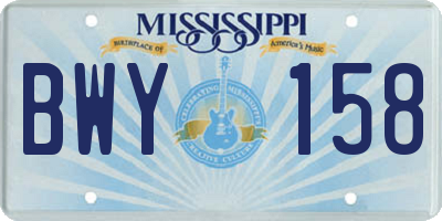 MS license plate BWY158