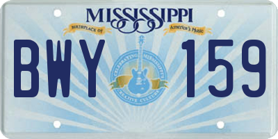 MS license plate BWY159